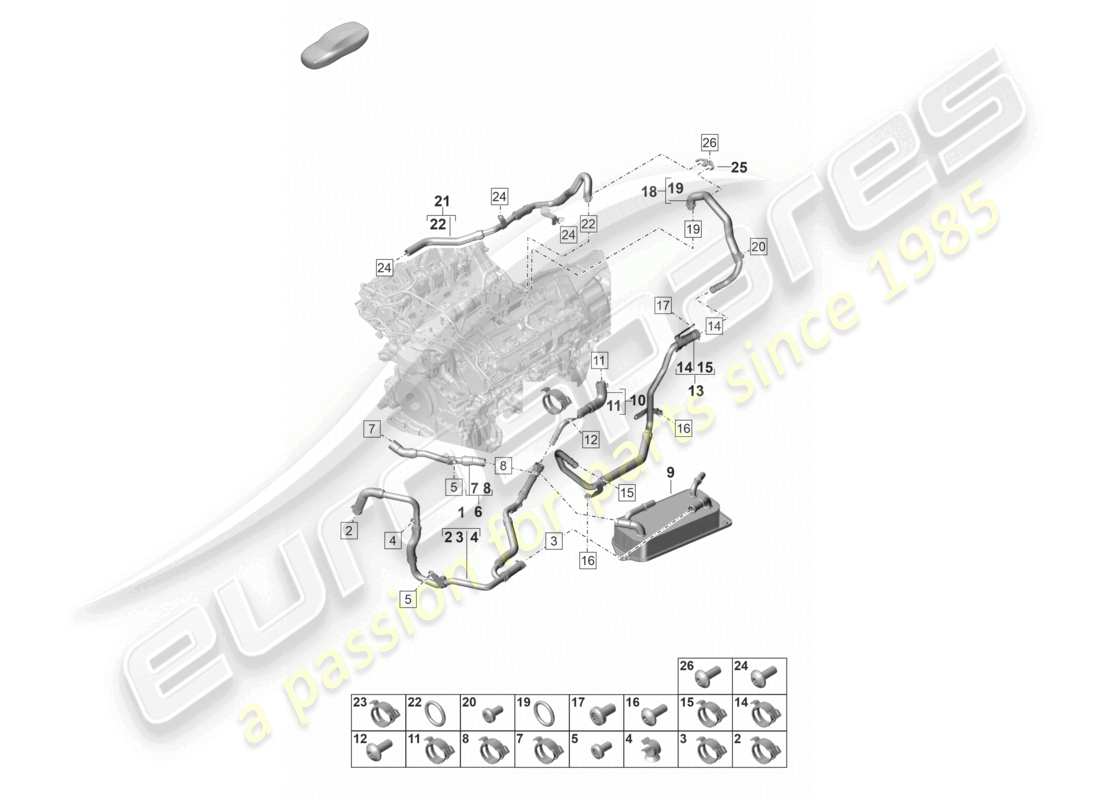 porsche 2021 (panamera 971-2) coolant cooling system for vehicles with hybrid drive part diagram