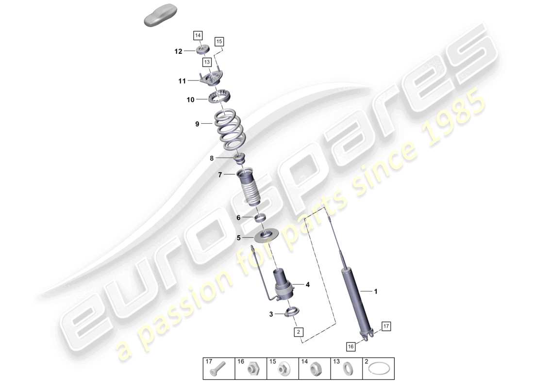 porsche 2024 (992-1) suspension shock absorbers for vehicles with adaptive suspension part diagram