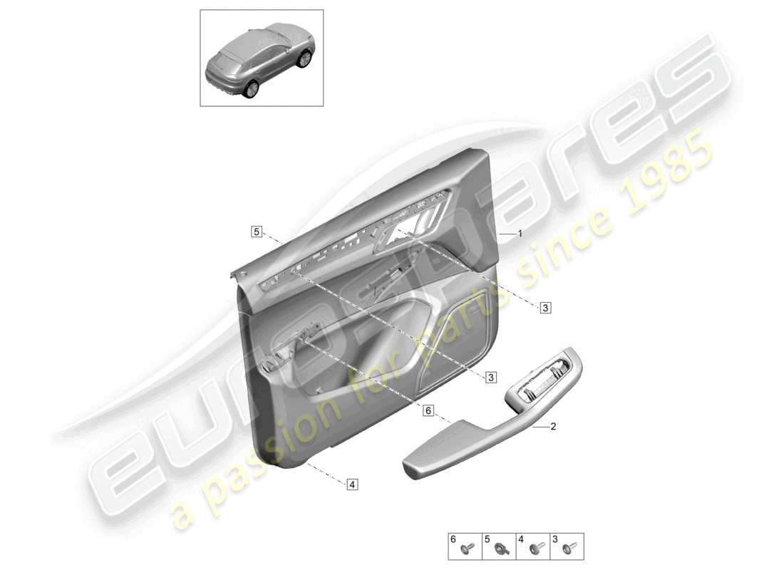 porsche 2021 (macan) door trim panels front doors for vehicles with leather trim interior lighting comfort part diagram
