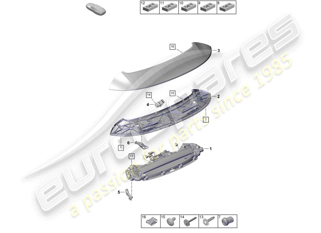porsche 2025 (992-2) rear spoiler part diagram