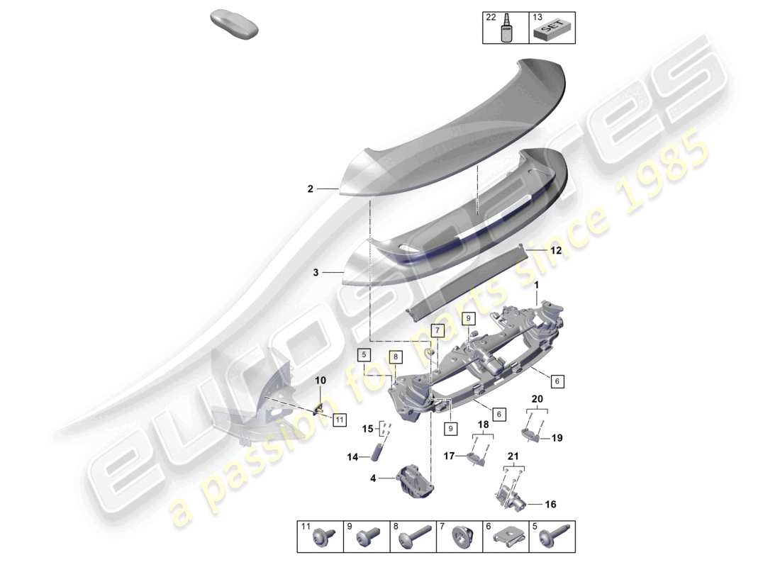 porsche 2022 (992-1 turbo / s) rear spoiler part diagram