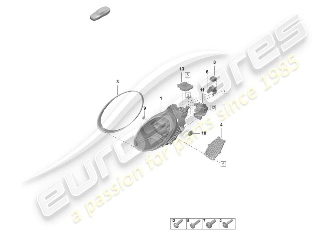 porsche 2024 (992-2 gt3/rs/st) led headlight pdls+ parts diagram