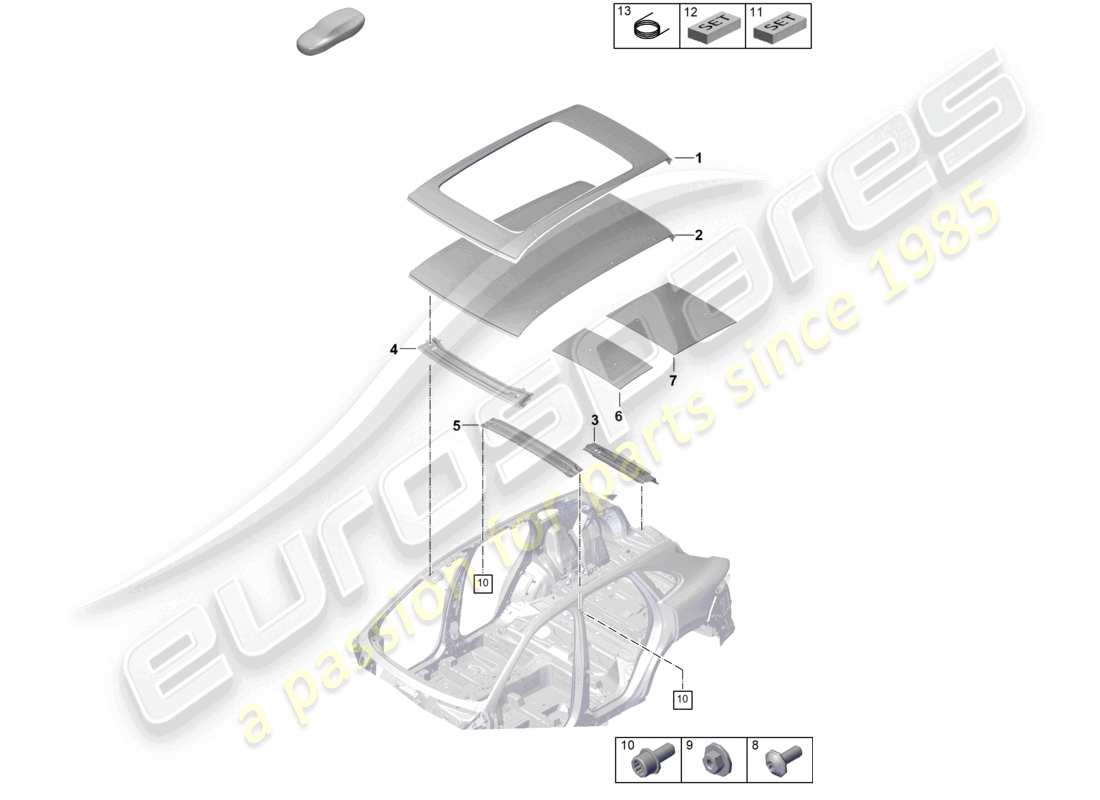 porsche 2023 (cayenne e3 pa) roof cross member part diagram