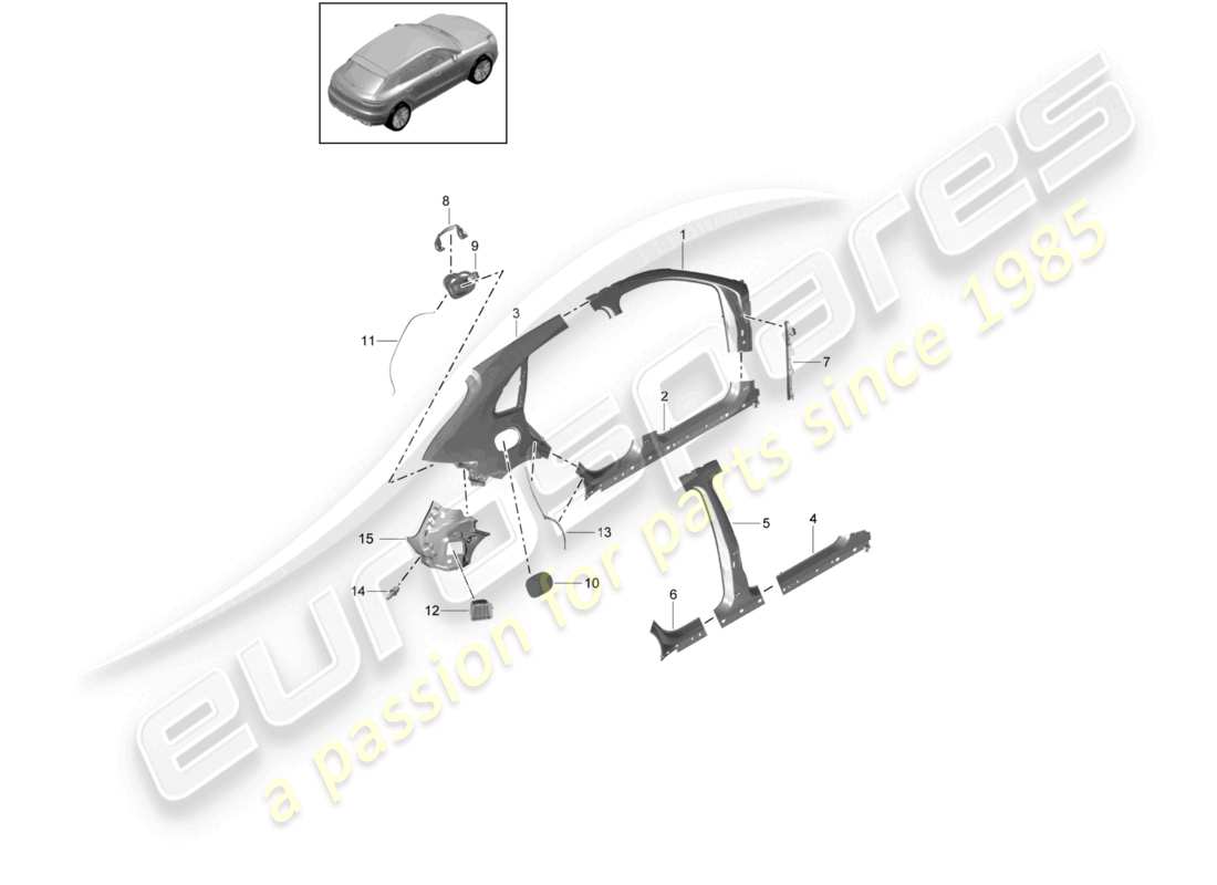 porsche 2021 (macan) side part outer part diagram