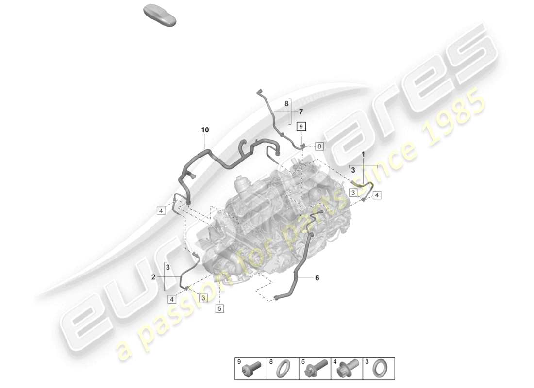 porsche 2022 (992-1 turbo / s) crankcase housing ventilation breather line part diagram