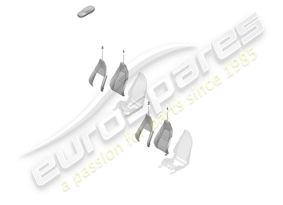 porsche 2020 (992-1 turbo / s) foam part backrest cover sports seat part diagram