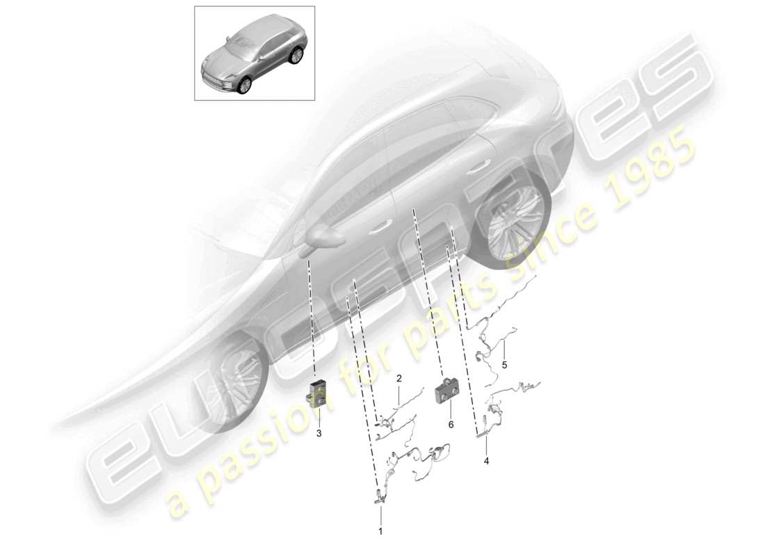 porsche 2021 (macan) wire set control units doors for vehicles with sound system part diagram