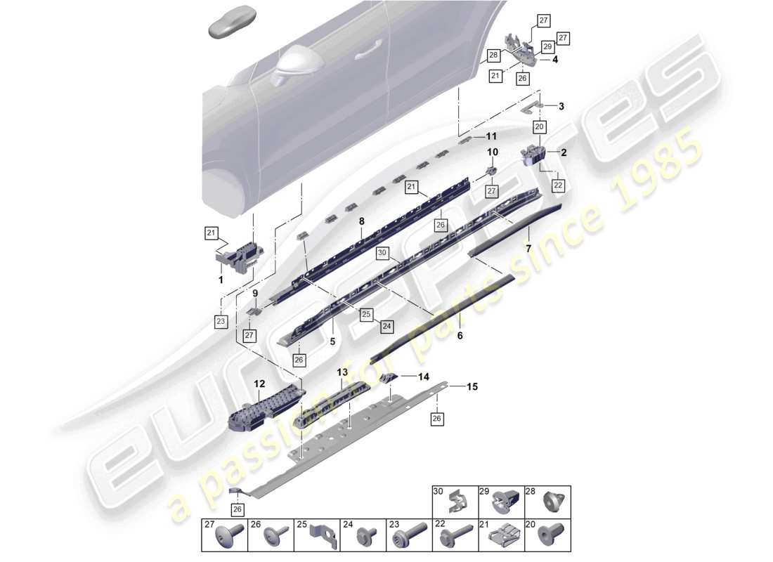 porsche 2023 (cayenne e3 pa) side member trim offroad accessories part diagram
