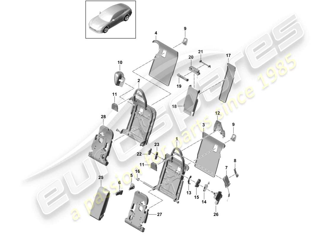 porsche 2024 (panamera 971-2) back seat backrest trim accessories executive standard seat comfort version part diagram