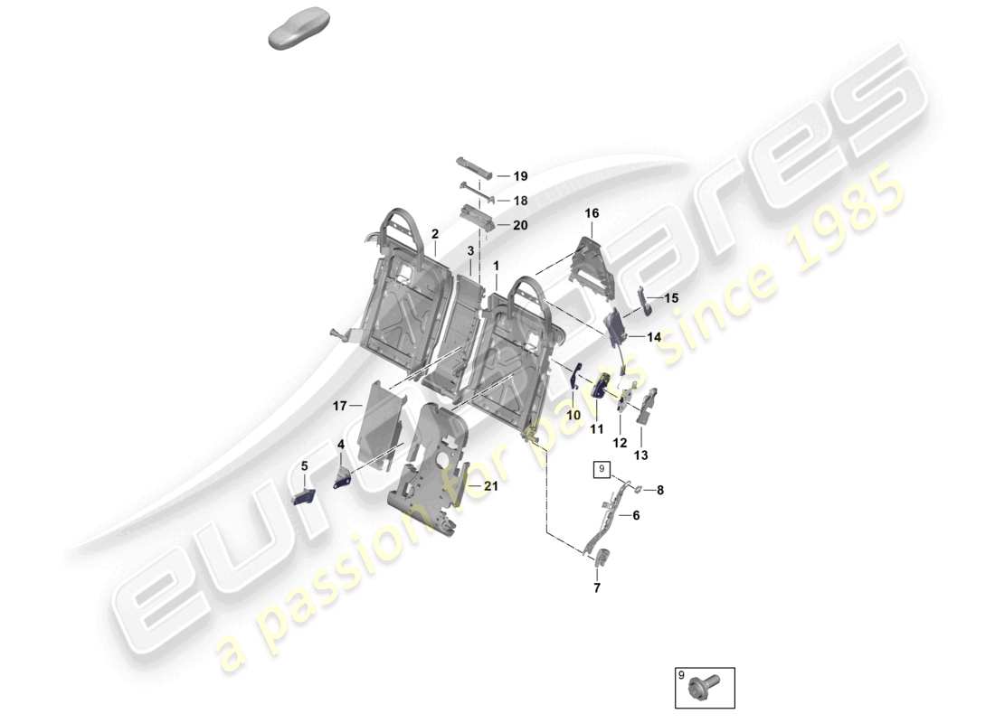 porsche 2025 (panamera 976) backrest frame comfort seat part diagram