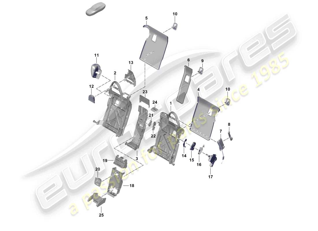 porsche 2025 (panamera 976) backrest frame 2+1 comfort seat part diagram
