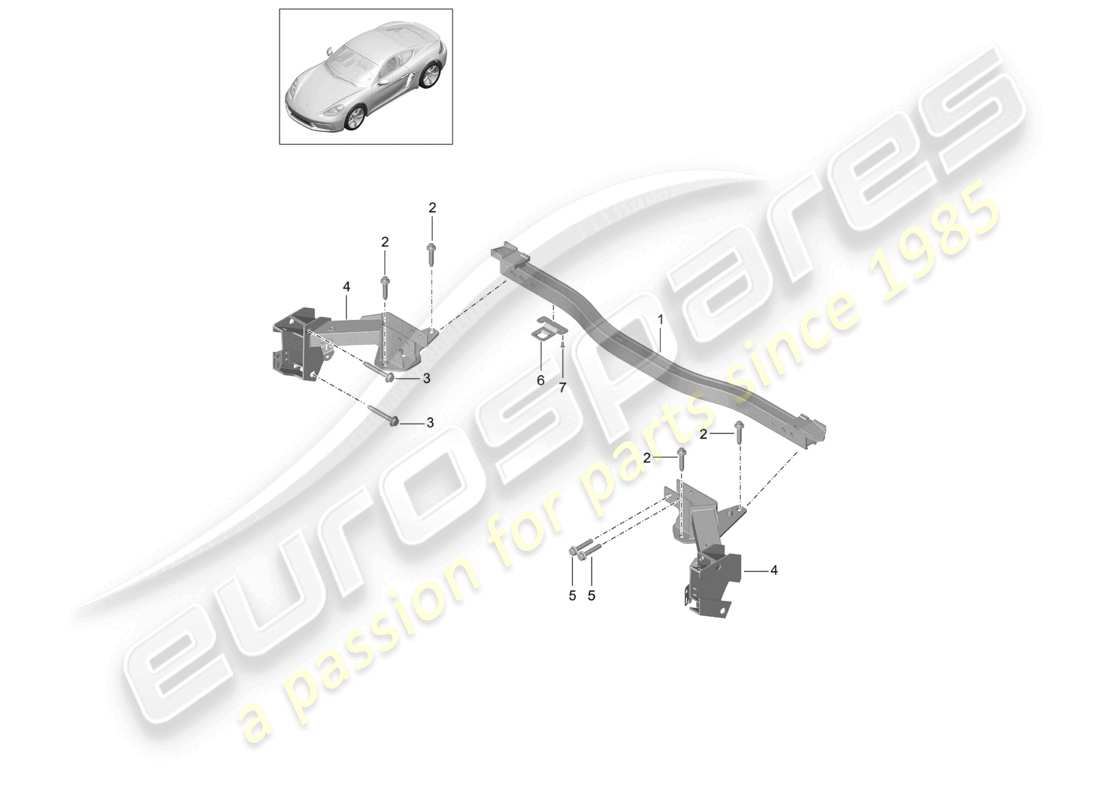 porsche 2022 (718 cayman) cross member part diagram