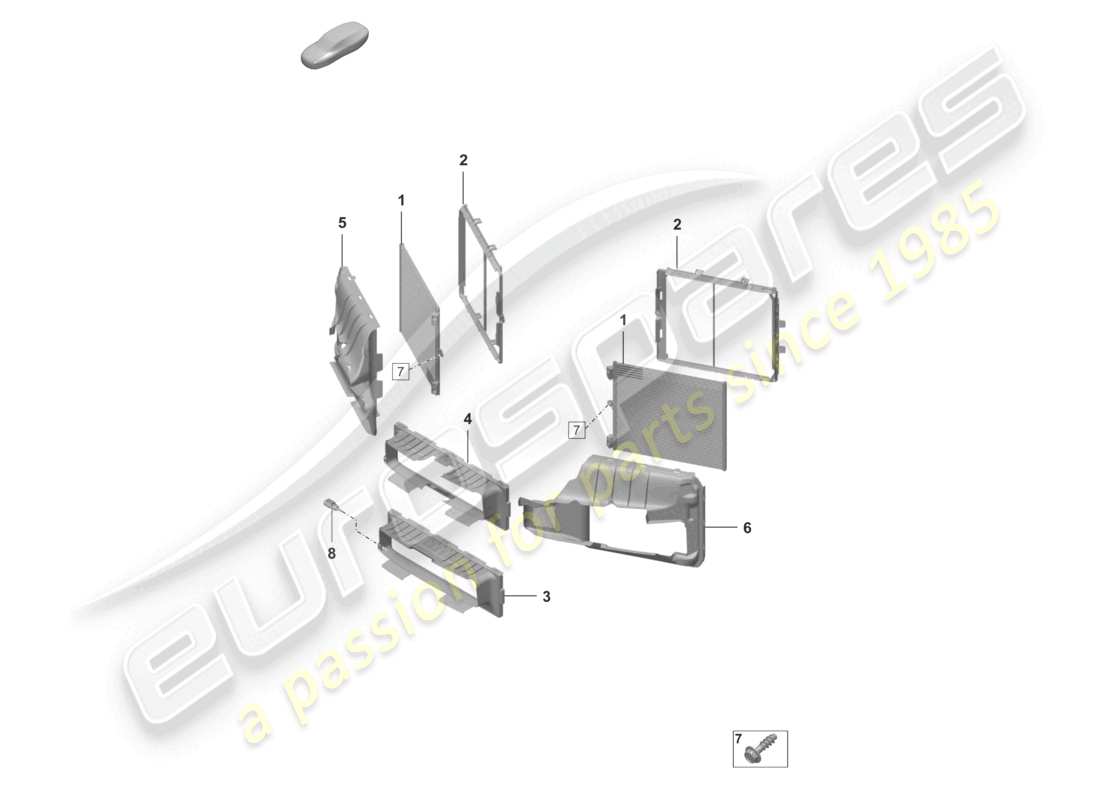 porsche 2021 (992-1 turbo / s) a/c condenser air guide housing part diagram