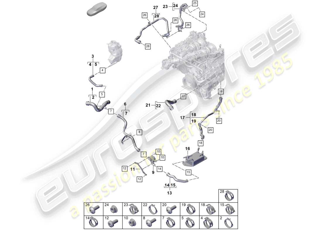porsche 2025 (panamera 976) coolant cooling system part diagram