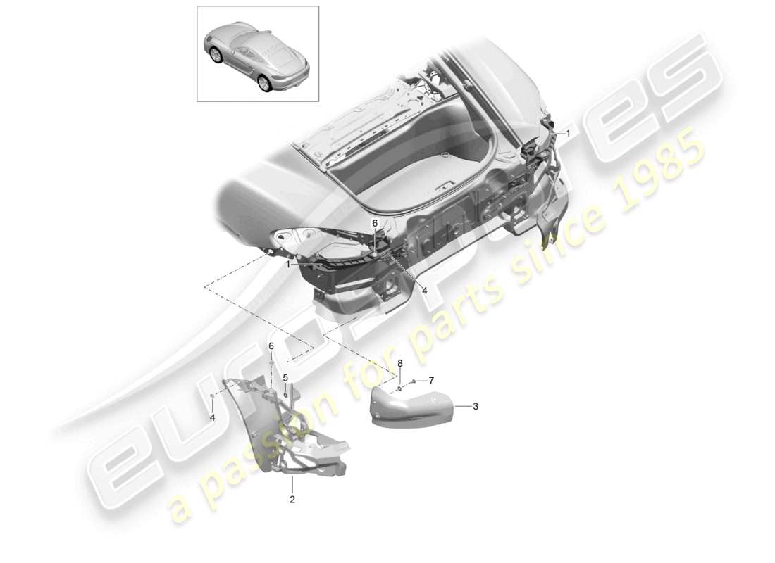 porsche 2026 (718 cayman) fasteners rear bumper part diagram