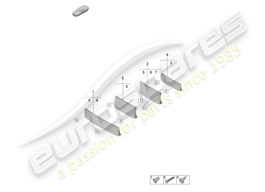 porsche 2023 (992-1 gt3/rs/st) licence plate holder part diagram