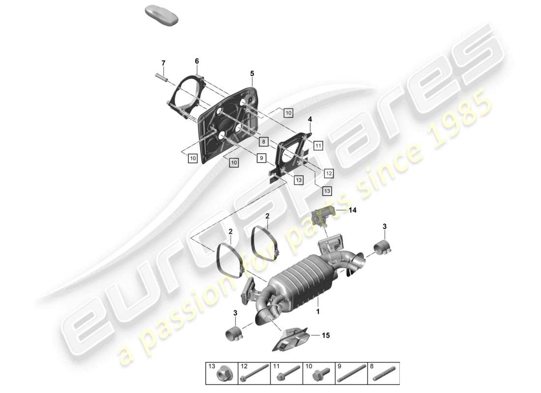 porsche 2022 (992-1 turbo / s) silencer part diagram