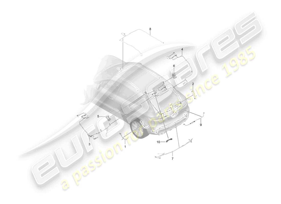 porsche 2021 (macan) wire set rear end roof trim rear lid anti-locking brake syst. -abs- brake pad wear display rear axle part diagram