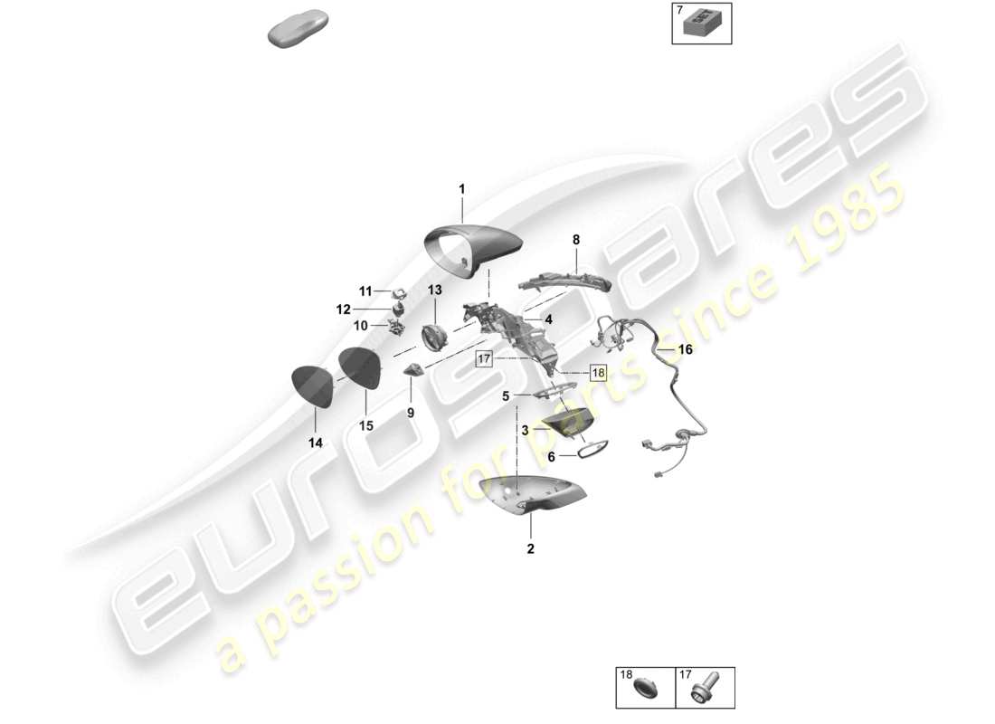 porsche 2024 (macan-e) exterior mirror accessories part diagram