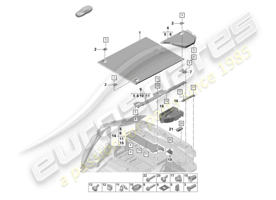 porsche 2021 (panamera 971-2) luggage boot trims lower part diagram