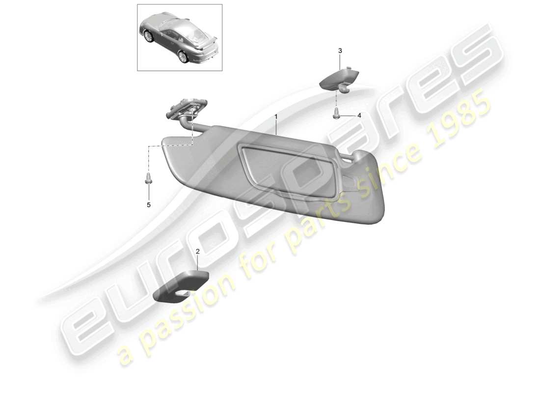 porsche 2021 (991-2 r/gt3/rs) sun vizors part diagram