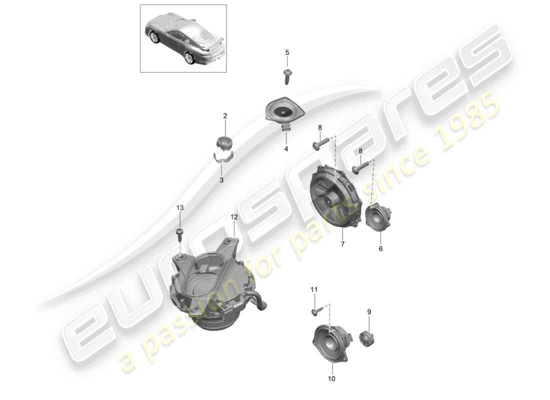 porsche 2021 (991-2 r/gt3/rs) loudspeaker d - mj 2018>> part diagram