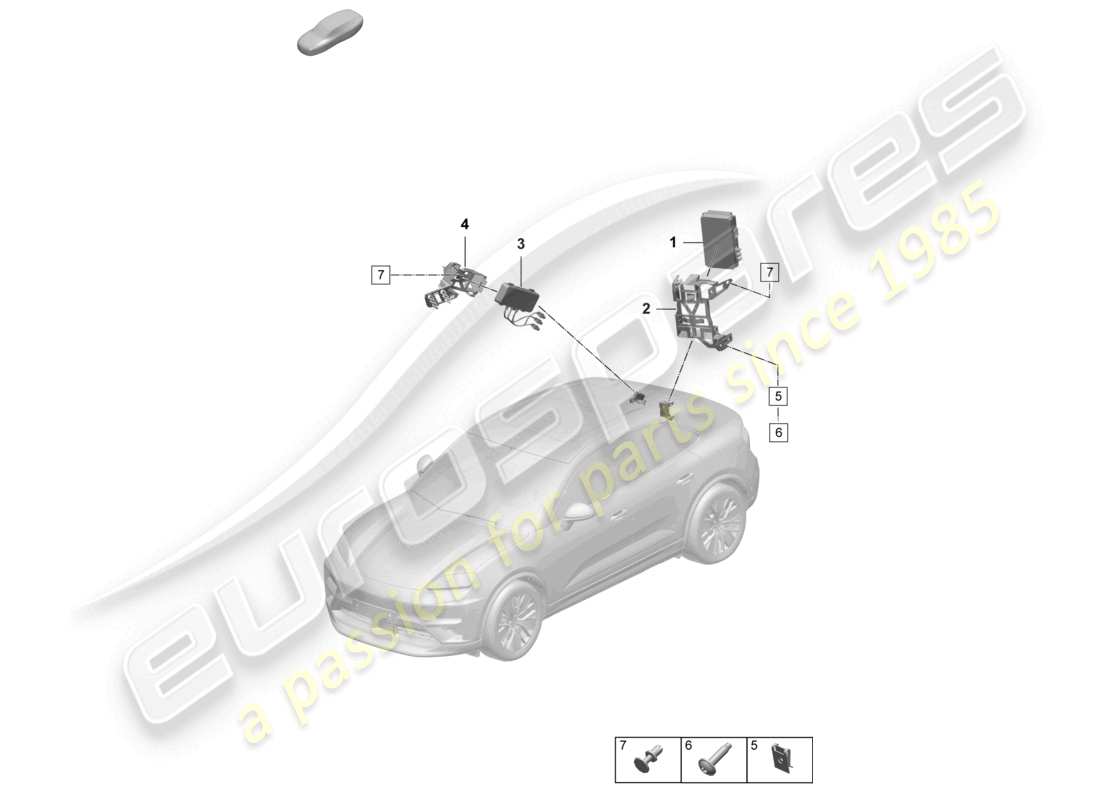 porsche 2024 (macan-e) control unit for real time monitoring (rtm) and aerial part diagram