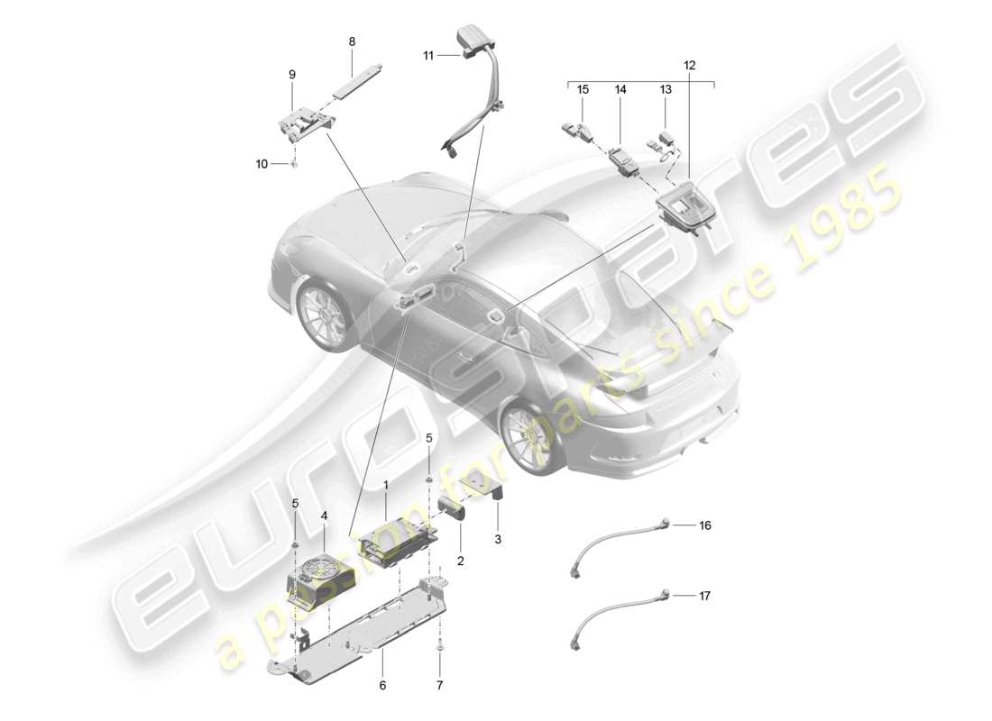 porsche 2021 (991-2 r/gt3/rs) for models with telephone and emergency call part diagram