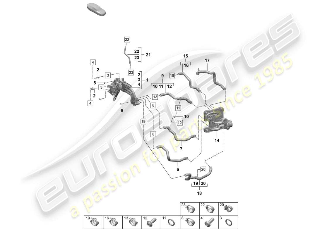 porsche 2024 (macan-e) coolant cooling system part diagram