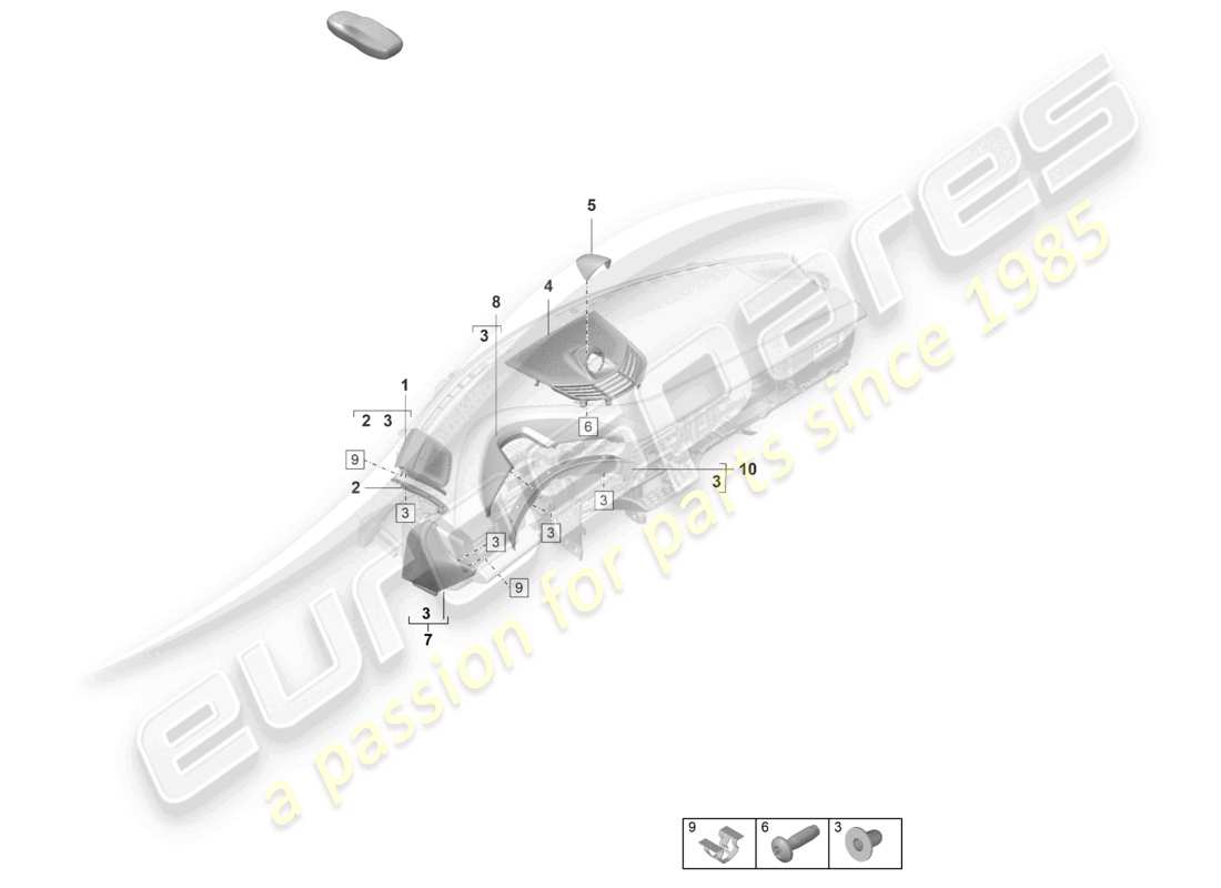 porsche 2025 (taycan 9j1-2) accessories upper instrument panel trim side part diagram
