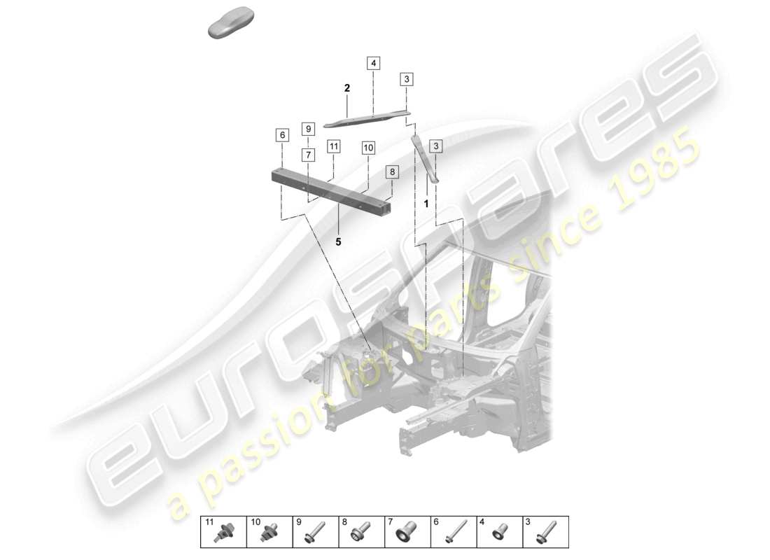 porsche 2024 (macan-e) dome strut front accessories part diagram