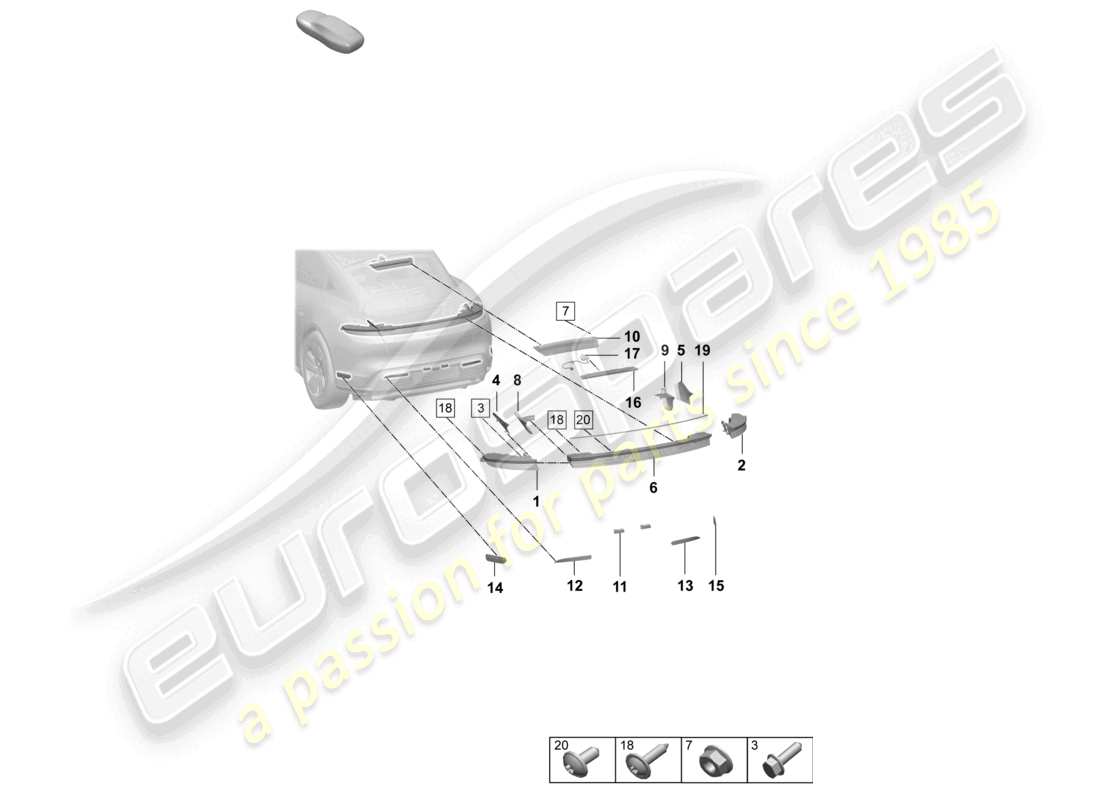 porsche 2026 (taycan 9j1-2) rear light additional brake light licence plate light part diagram