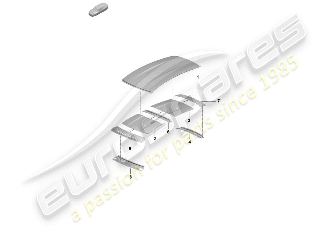 porsche 2026 (taycan 9j1-2) outer roof panel cross member part diagram