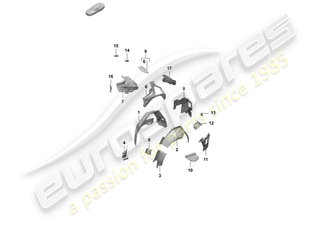porsche 2026 (taycan 9j1-2) side panel, inner rear wheel housing part diagram