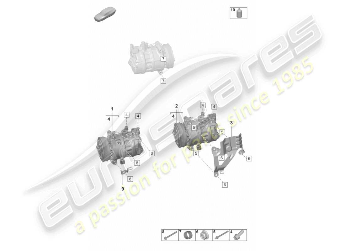 porsche 2022 (panamera 971-2) a/c compressor r1234yf coolant part diagram