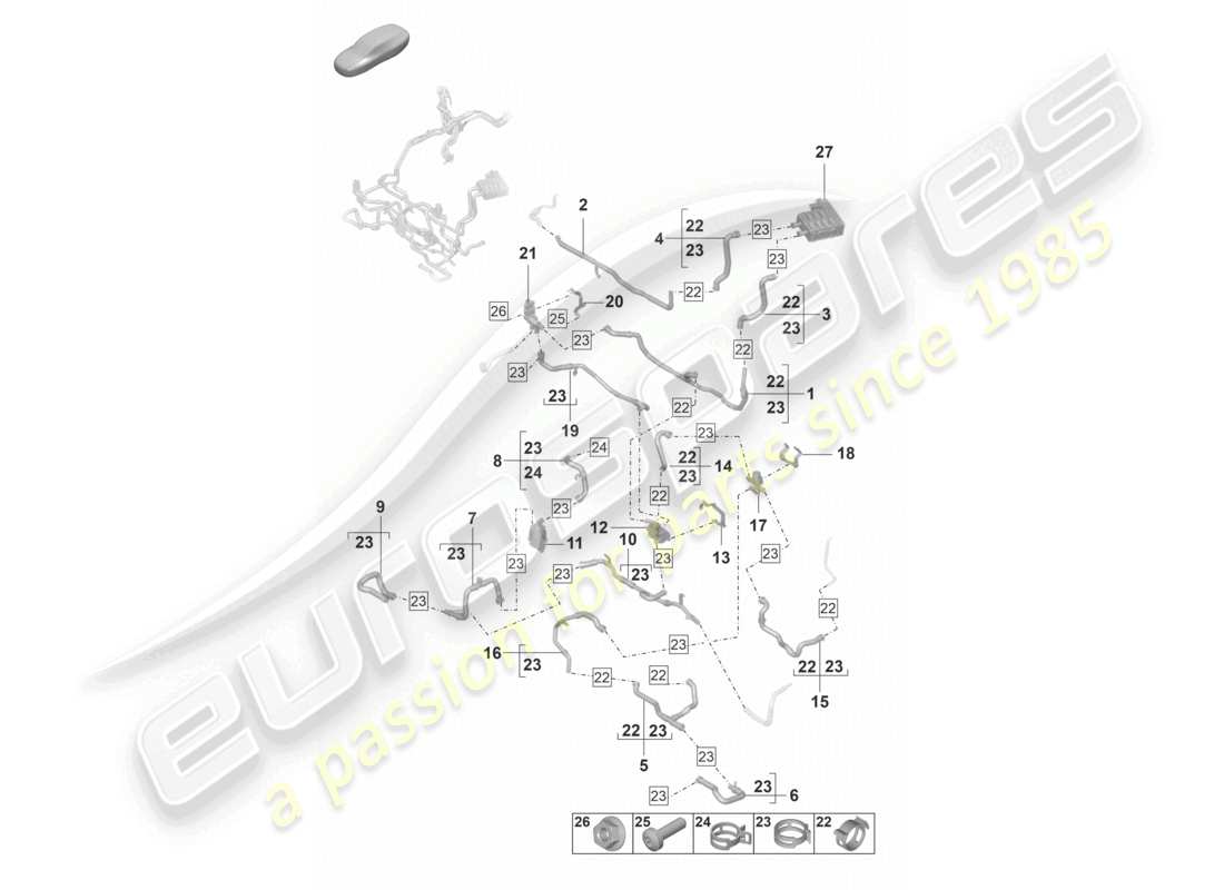 porsche 2021 (panamera 971-2) heating, air cond. system front for vehicles with hybrid drive for vehicles with auxiliary heater part diagram