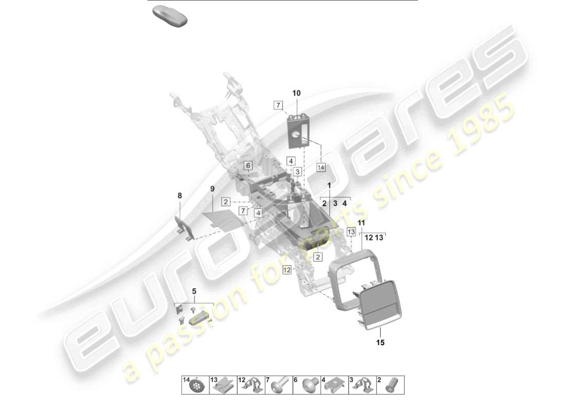 porsche 2025 (taycan 9j1-2) stowage compartment trim rear parts diagram