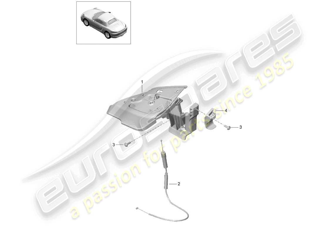 porsche 2024 (718 boxster) flap side convertible top part diagram
