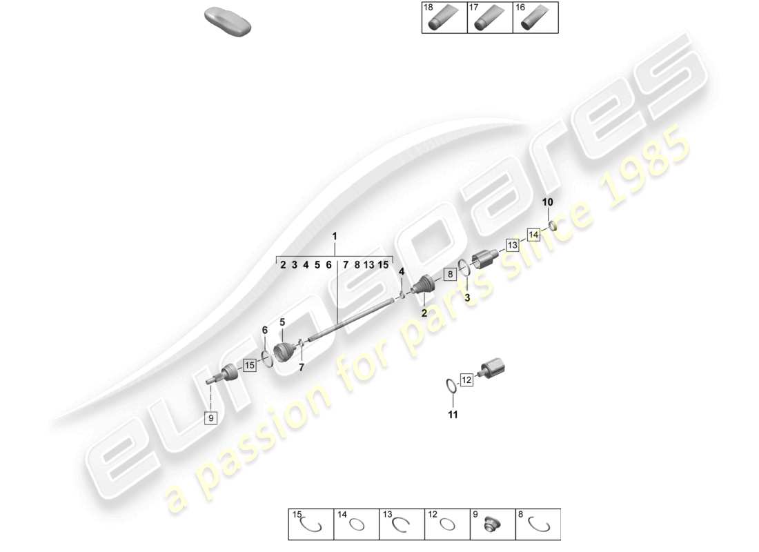 porsche 2025 (taycan 9j1-2) drive shaft part diagram
