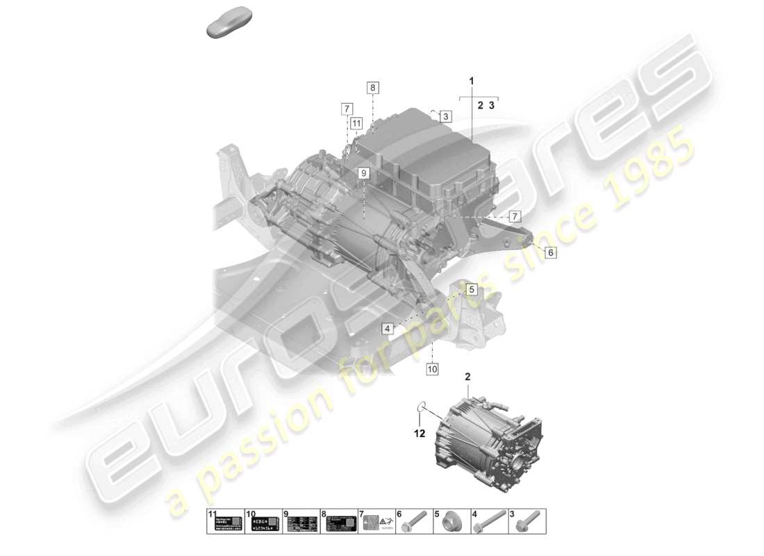 porsche 2025 (taycan 9j1-2) replacement engine traction motor for elec. drive front axle part diagram