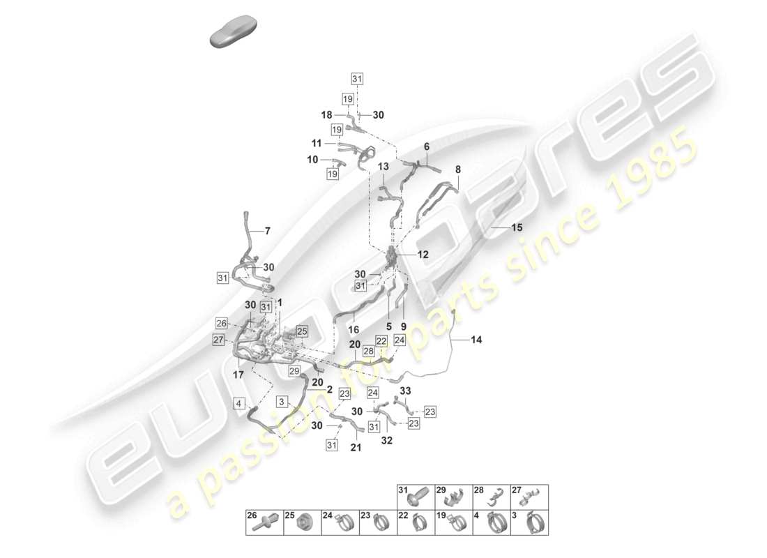 porsche 2022 (taycan 9j1-1) coolant pipe d >>- mj 2020 part diagram