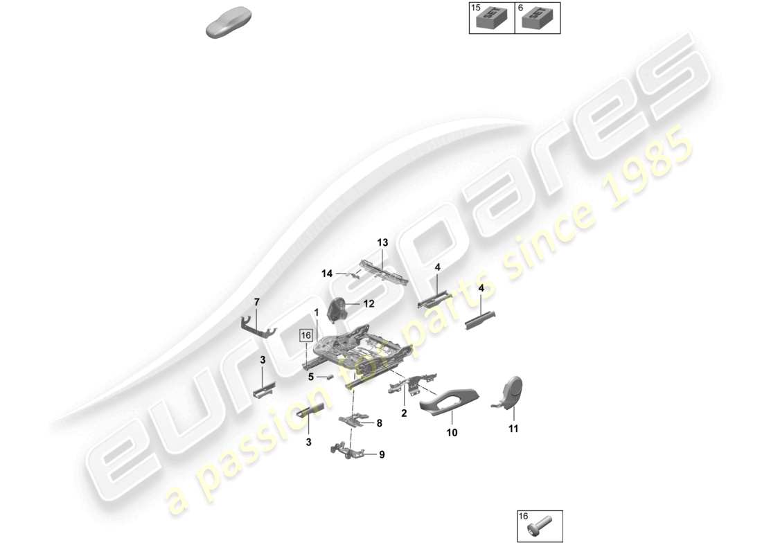 porsche 2024 (macan-e) seat frame standard seat part diagram