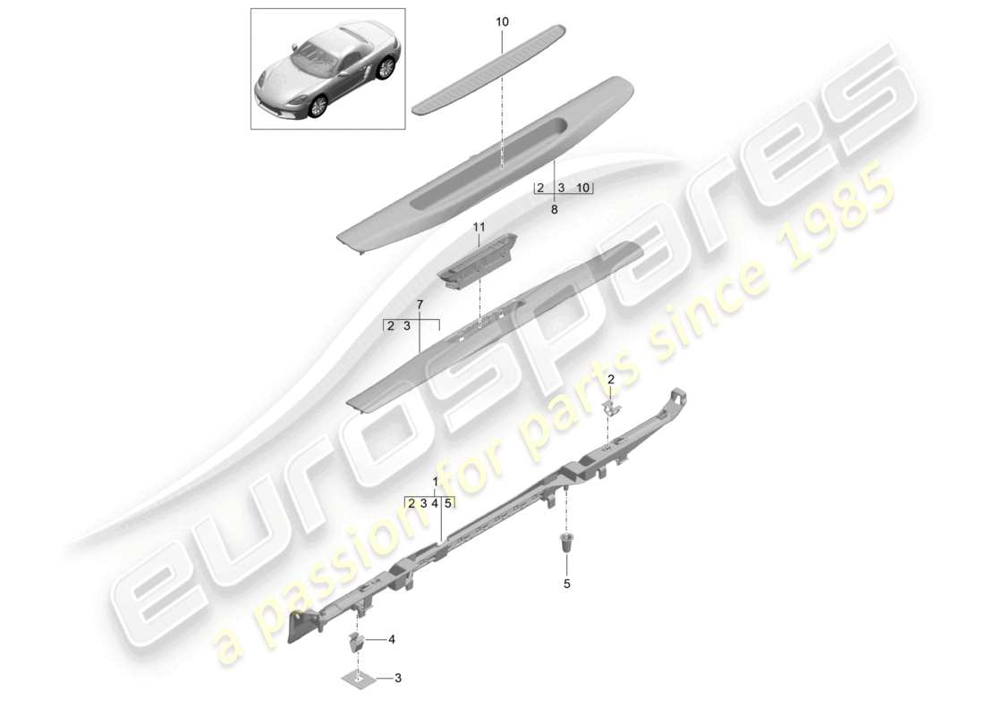 porsche 2022 (718 boxster) trim inner sill part diagram
