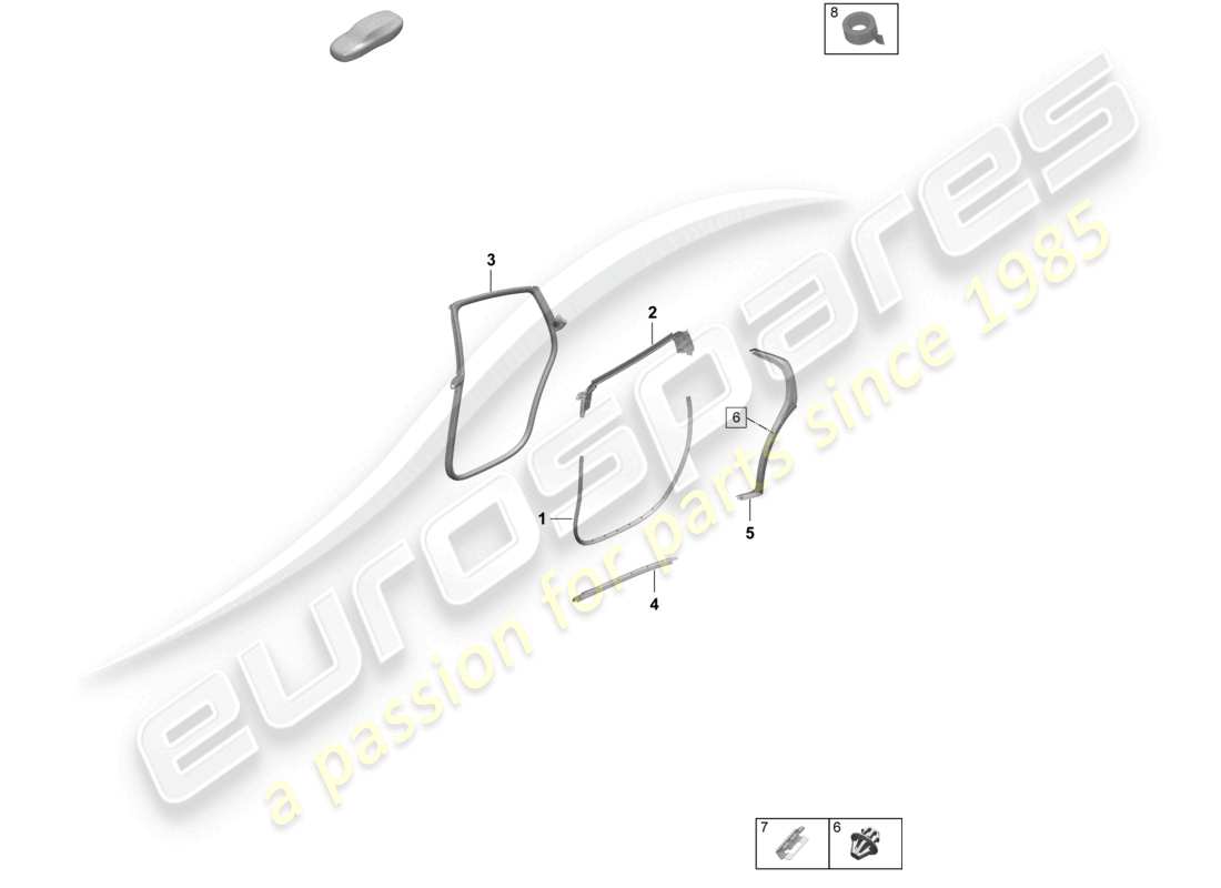 porsche 2026 (taycan 9j1-2) door seal rear accessories parts diagram