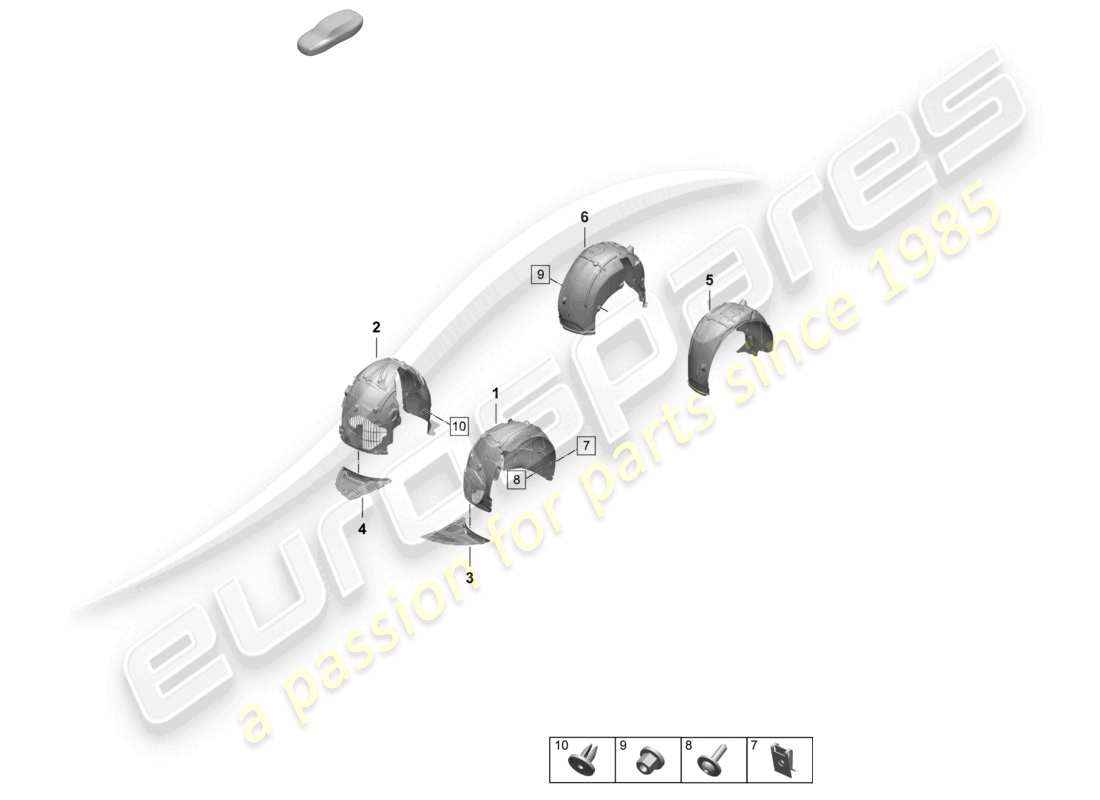 porsche 2025 (taycan 9j1-2) wheel housing liner accessories part diagram