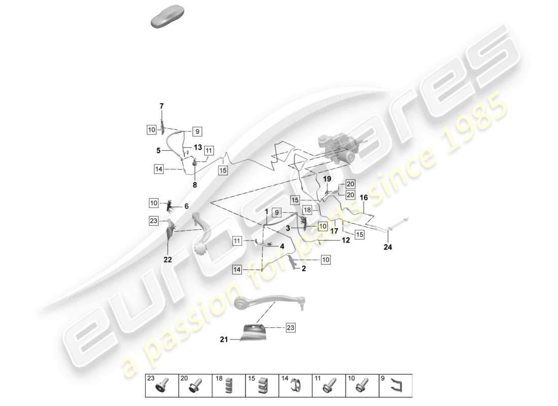 porsche 2025 (macan-e) brake line front front end parts diagram