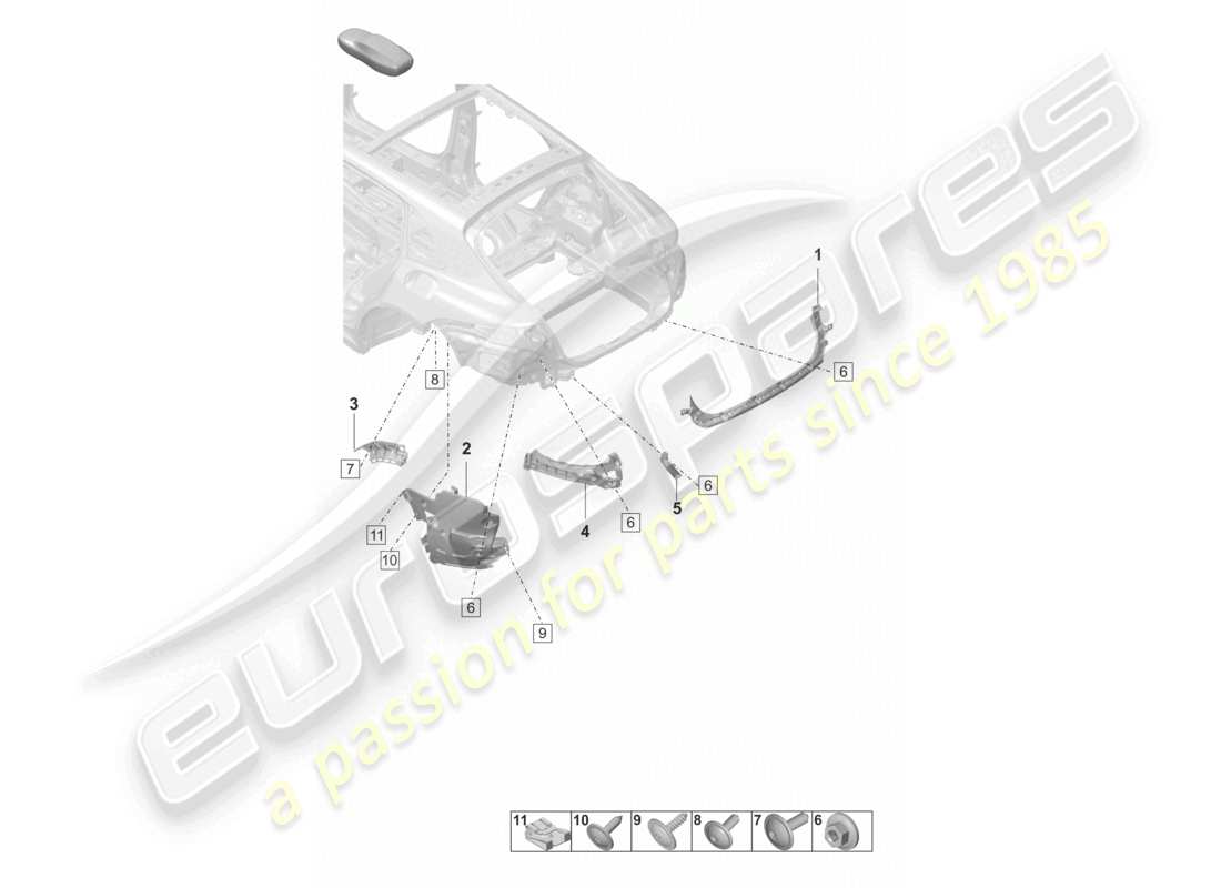 porsche 2021 (panamera 971-2) fasteners rear bumper sport turismo part diagram