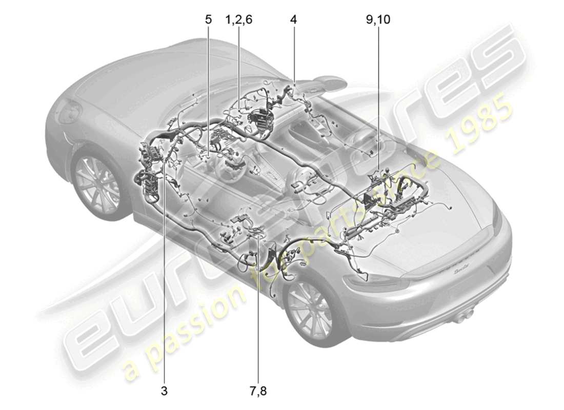 porsche 2024 (718 boxster) wiring looms airbag for vehicles with seat belts part diagram