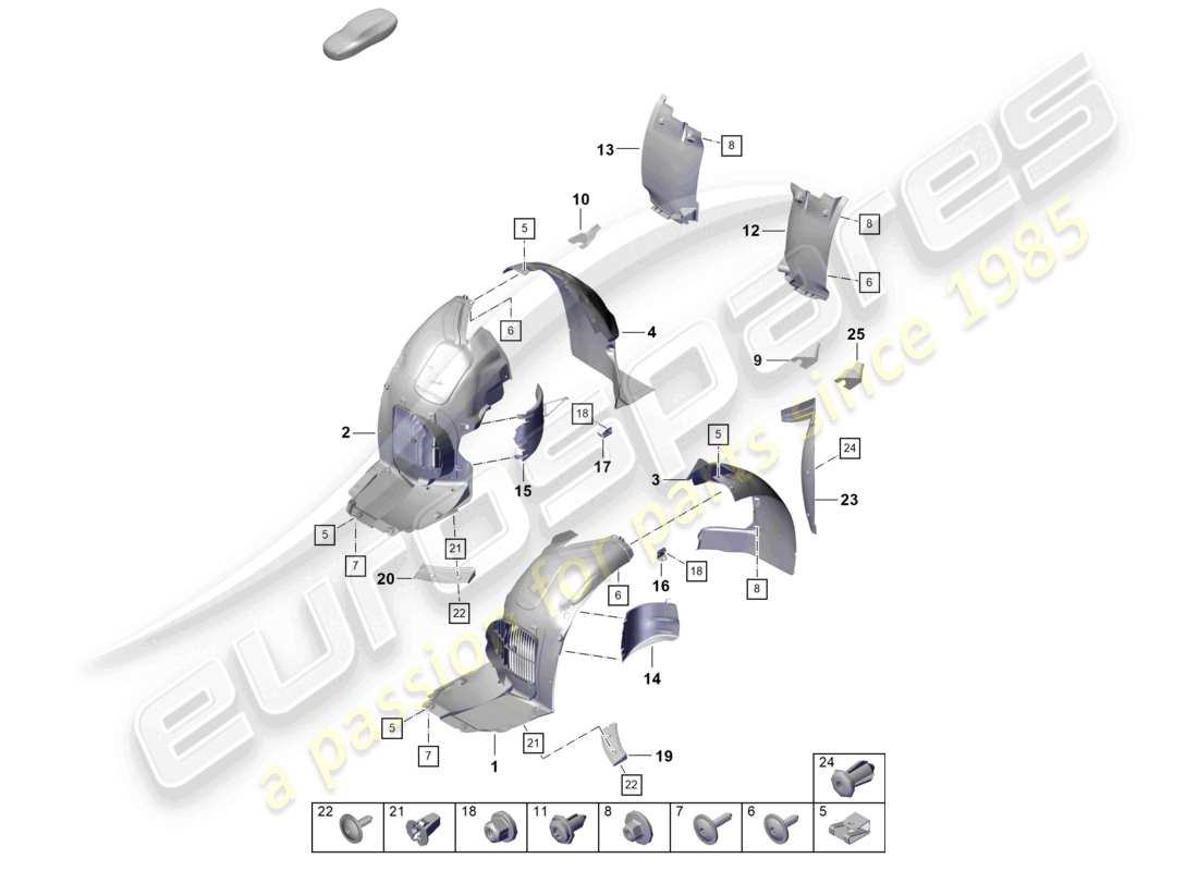 porsche 2026 (718 boxster spyder) trims wheel housing part diagram