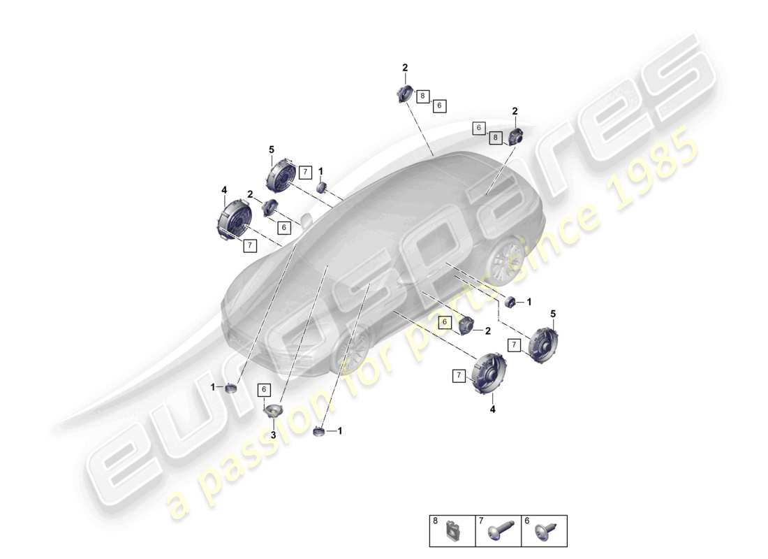 porsche 2026 (panamera 976) loudspeaker part diagram